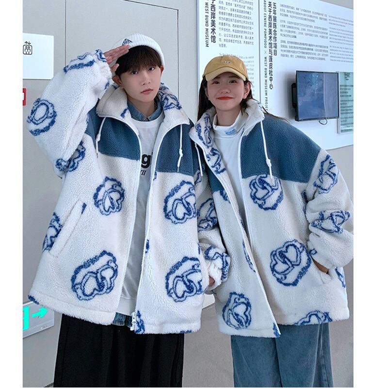 【BOOシリーズ】★コート★ アウター 男女兼用 メンズ 可愛い S M L XL 2XL 3XL カップル服 ホワイト ブルー