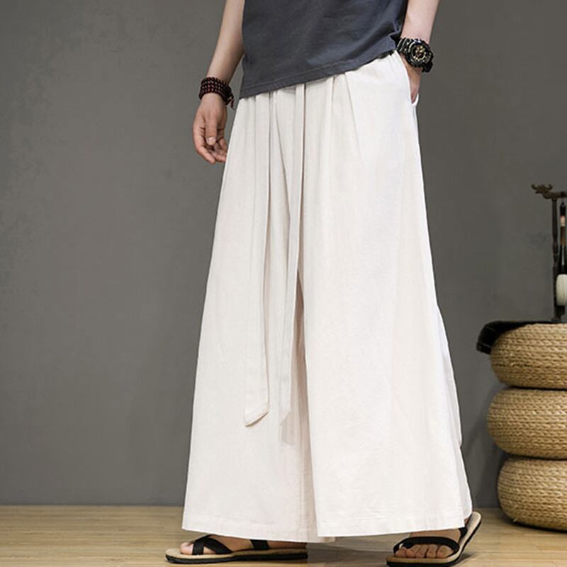 [JUNYI Series]★China Style Pants★ 3color Gaucho Pants Plain Unisex Men's Black White Large Size