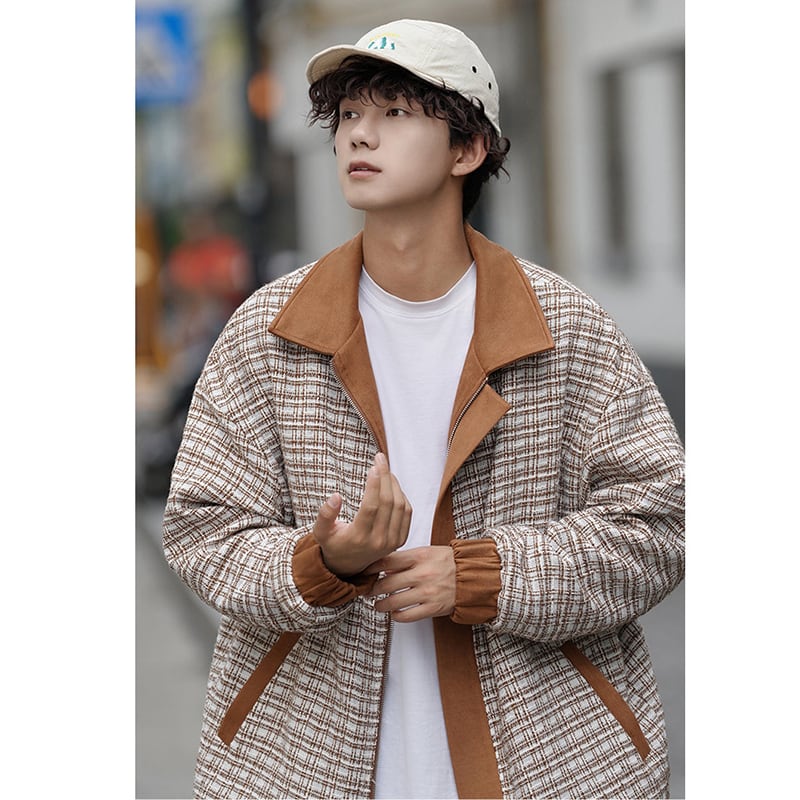 [BIGEMAN Series] ★Jacket that can be worn on both sides★ Cotton coat 2color outerwear plaid pattern winter clothes unisex men's large size