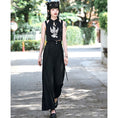 Load image into Gallery viewer, [Ancient monster---Long wind series]★China style pants★Bottoms Gaucho pants with belt Black Black
