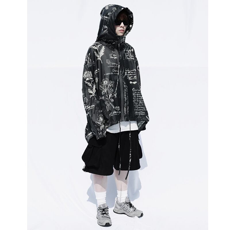 [SIN87 Series] ★UV protection★ UPF50+ Unique black Sun protection Cooling protection Thin outerwear Loose fit Unisex Men's