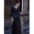 Load image into Gallery viewer, [Az Suna Series] ★Chinese style dress + obi★ Hanfu dress V neck S M L XL date girls' night out black black
