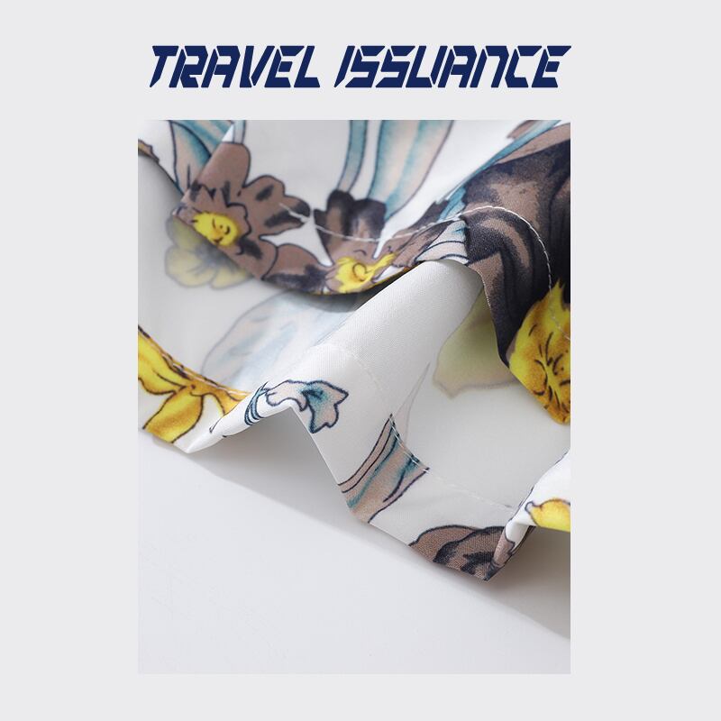 [TRAVEL ISSUANCE Series] ★Short Sleeve Shirt★ Aloha Shirt Okinawa Hawaii Tops Floral Shirt Unisex Men's Yellow