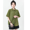 Load image into Gallery viewer, [WEIWU Series]★Shirt★ Tops Designed Women's Short Sleeve Fashion SML Green Green
