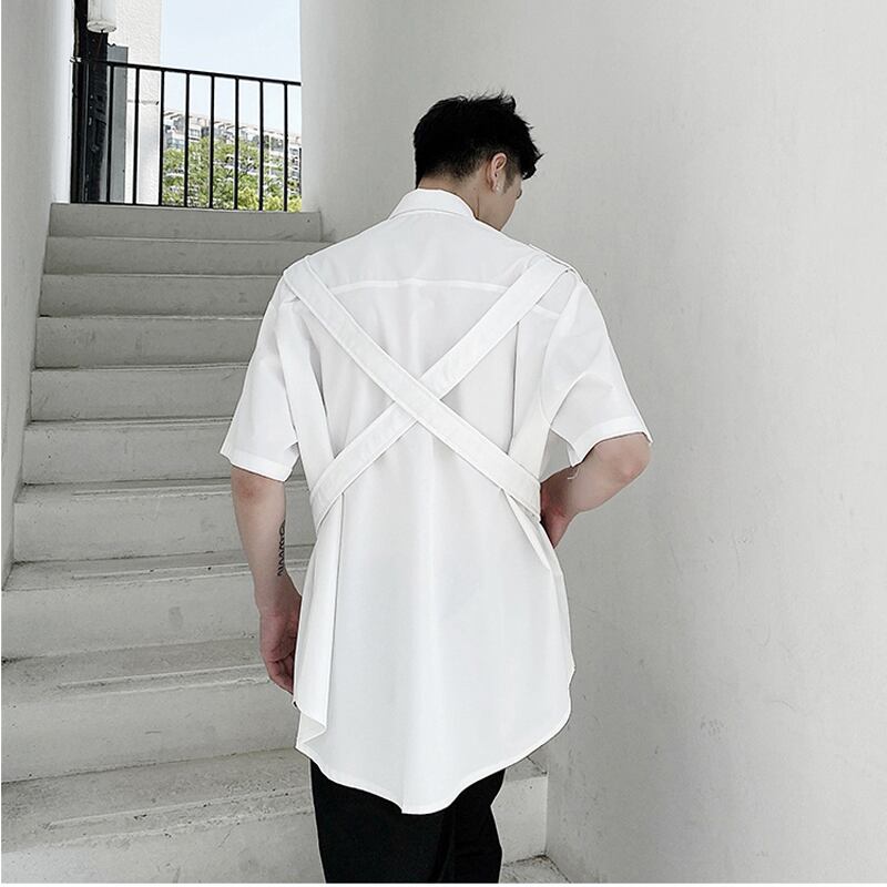 [Kaicho Fubon Series] ★Unique shirt★ 2 colors, white or black, long sleeves or short sleeves, unisex, cool, unique design, fashionable