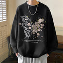 [Emperor series] ★Tops★ 4-color sweater, floral pattern, unisex, men's, large size, white, black, gray, coffee color