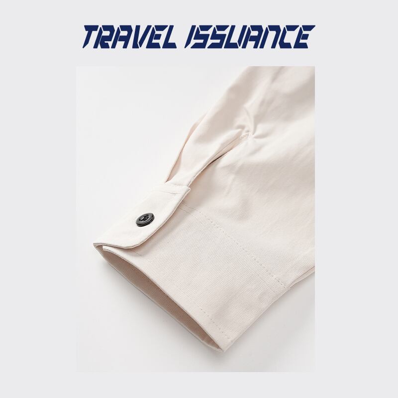 [TRAVEL ISSUANCE Series]★Shirt★ 2color Tops Long Sleeve Shirt Unisex Men's Black Apricot Casual