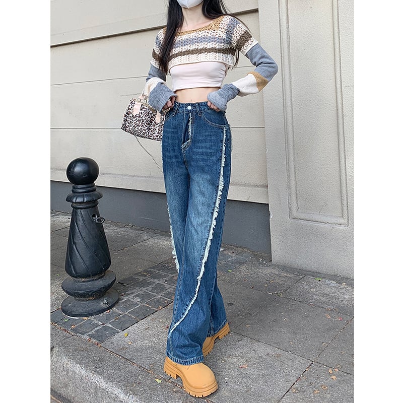 [CHUNUO series]★Pants★ Casual pants Denim pants Blue Blue Large size Slimming Fashionable