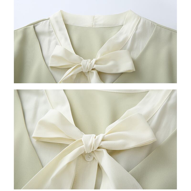 [Ali Series] ★One Piece★ Faux Layered Ribbon Commuting Wedding Date Office Summer Clothes Green Green