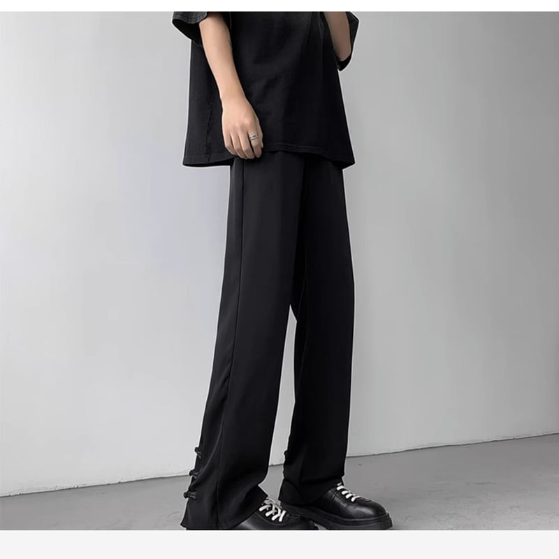 [YOULIN Series]★China-style pants★Casual pants, unisex, men's, cool, unique, black, Chinese buttons