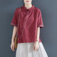 Load image into Gallery viewer, [Qing series] ★China style tops★ 4 colors cotton linen POLO neck white blue red orange
