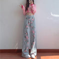 Load image into Gallery viewer, [REHUO Series]★Denim Pants★ Trousers Bottoms Rose Print Spring/Summer Light Blue Blue Stylish
