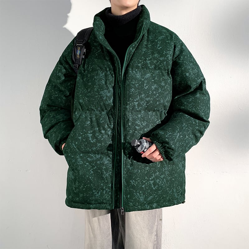 [DUFENG Series] ★Cotton coat★ 3color outer winter coat unisex men's large size green black blue