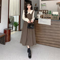 Load image into Gallery viewer, [Dong Xiaojie Series] ★Long Sleeve Dress★ Large Size Women's Dress Faux Layered Dark Brown
