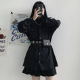 Load image into Gallery viewer, [Demon King Series] ★Shirt + belt★ 2-piece set Harajuku style black black women's fashion cool landmine type
