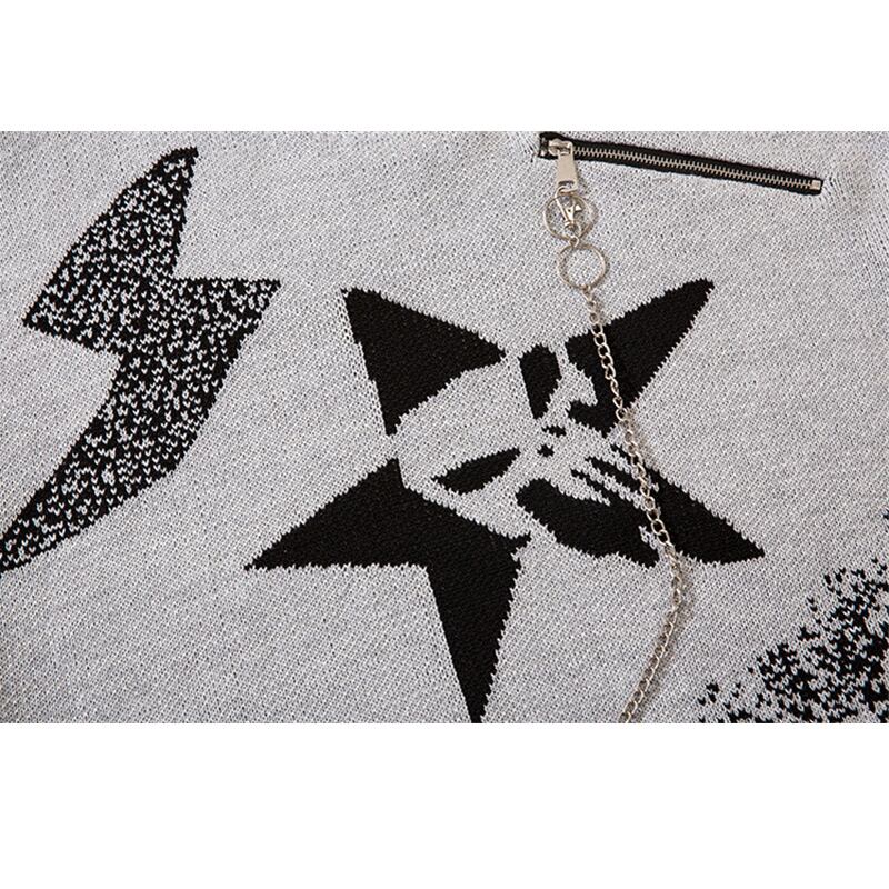 [WH Teacher Series]★Sweater★ 2color Unisex Men's Fashion Stylish With Chain Star Pattern Black Gray