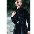 Load image into Gallery viewer, [Da Qinglong Shu Series] ★China style dress★ Improved cheongsam dress velvet long length black black improves temperament
