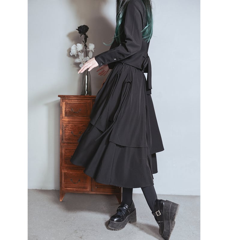 [Kokaisha---Eyeball Rose Series] ★Chinese style skirt★ Bottoms Chinese clothing S M L XL Easy to match Black Black Irregular