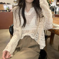 Load image into Gallery viewer, [Saikusou Series] ★Sweater★ 3color Knit Tops Openwork Mini Length Loose V Neck Beige Simple
