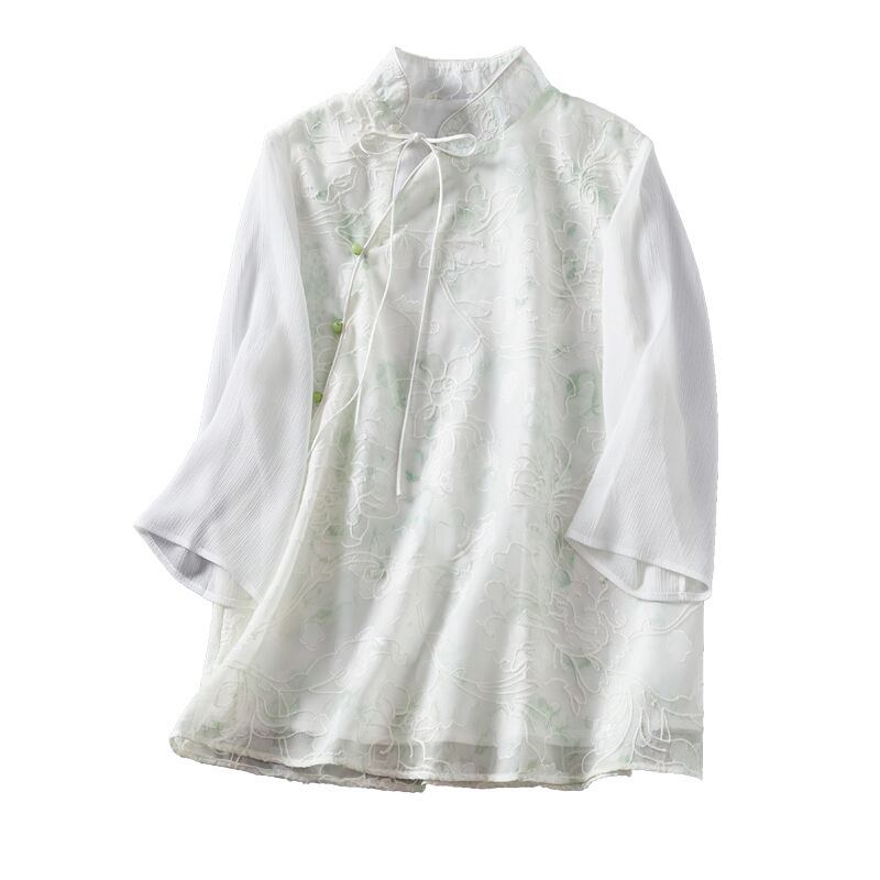 [Creative Series]★Chinese Style Shirt★ Short Sleeve Shirt Summer Clothes Elegant Chinese Clothes Tang Suit Retro S M L XL