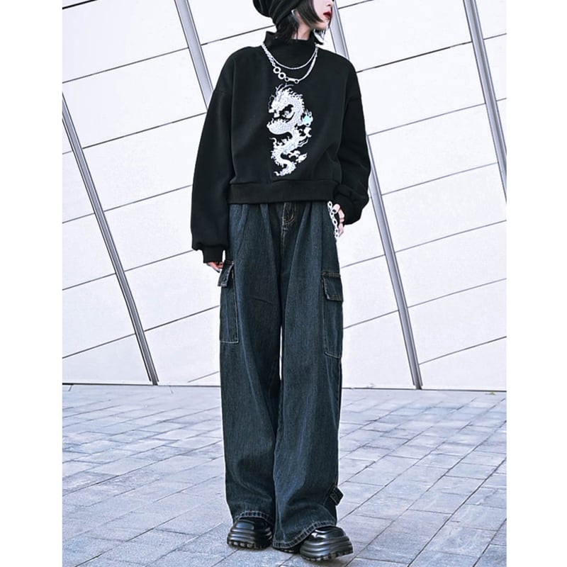 [Old Monster---Fugitive Coastline Series] ★Denim pants★ Casual pants Gaucho pants Harajuku style Street