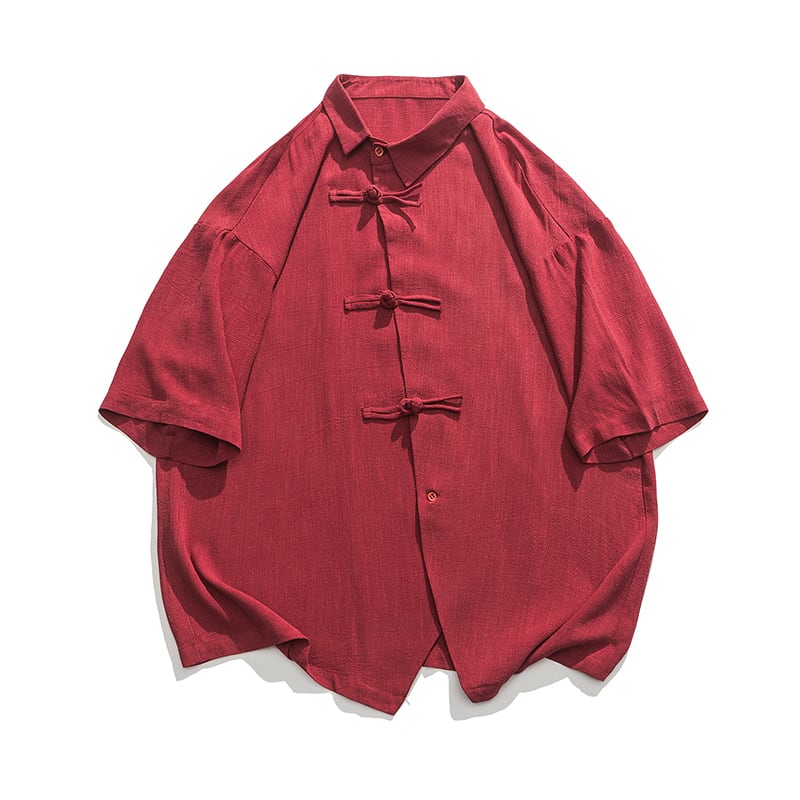 [MMstudios series]★China style shirt★ Tops 3color Unisex Men's Large size Plain Black Red