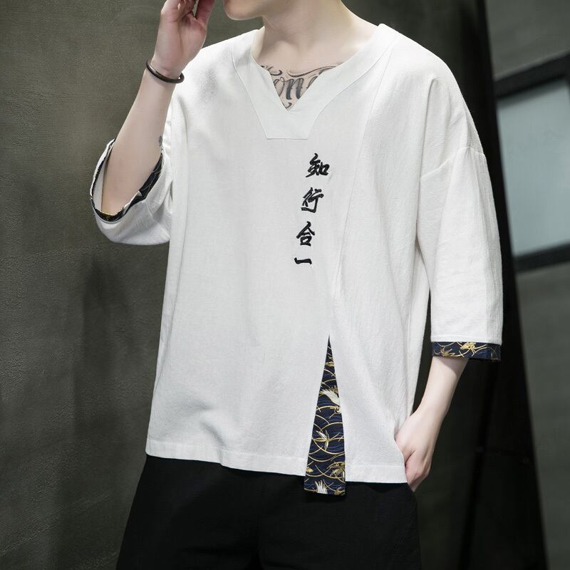 [JUNYI Series]★China style T-shirt★ Embroidery tops 4color Unisex Men's Large size Black White Green