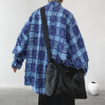 Load image into Gallery viewer, [Tetsusho Series]★Shirt★ 2color Tops Plaid Unisex Men's Large Size Blue Black
