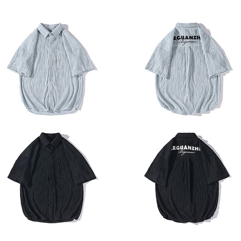 [BIGEMAN Series] ★Short sleeve shirt★ Tops 2color Unisex Men's Large Size Summer Clothes Casual