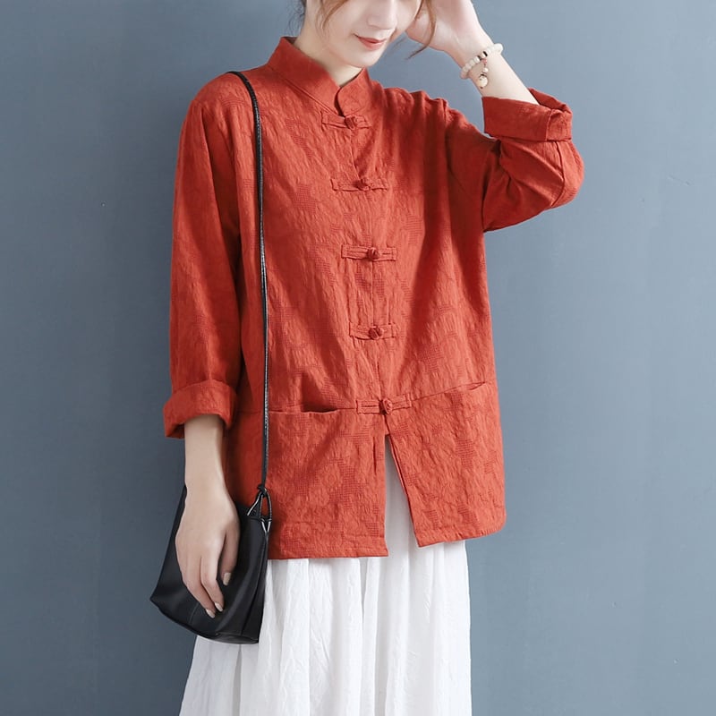 [Qing Series] All 5 colors, Chinese style tops, shirts, cotton linen, loose, Tang style, retro style, Chinese clothes, simple