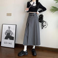 Load image into Gallery viewer, [Oya series] ★Skirt with belt★ 2color Good slimming effect Bottoms Plain Simple Gray Black
