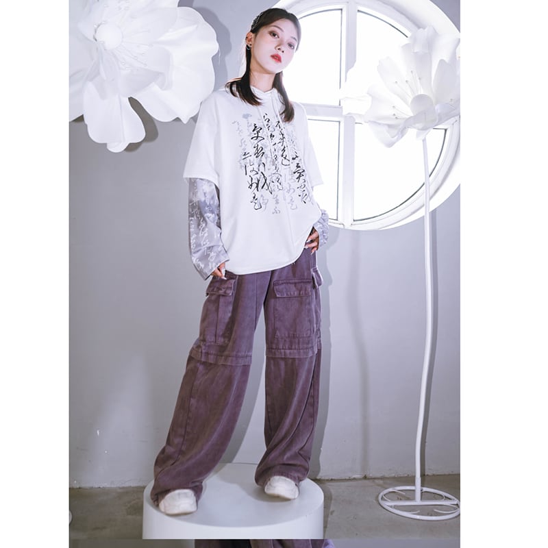 [Kokaisha --- Purple light radio series]★Casual pants★Bottoms Pants Easy to match Original Purple