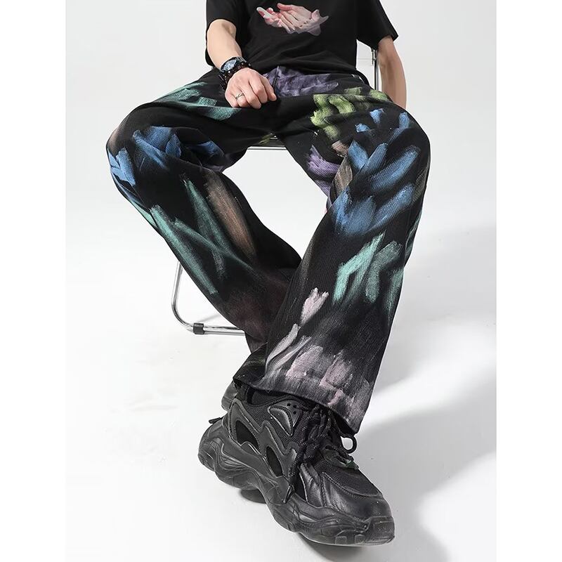 [CHAOMEICHEN Series]★Denim Pants★ 2color Graffiti Bottoms Pants Men's Large Size White Black