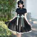 Load image into Gallery viewer, [Shukunsho Series] ★Chinese style dress★ Improved cheongsam dress Black Black Hanfu dress
