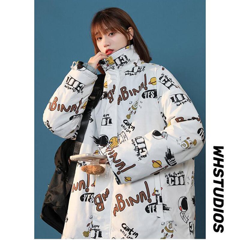 [Aya Series] ★Coat★ 2color outerwear, can be worn on both sides, unisex, men's, cute, black, white, cartoon