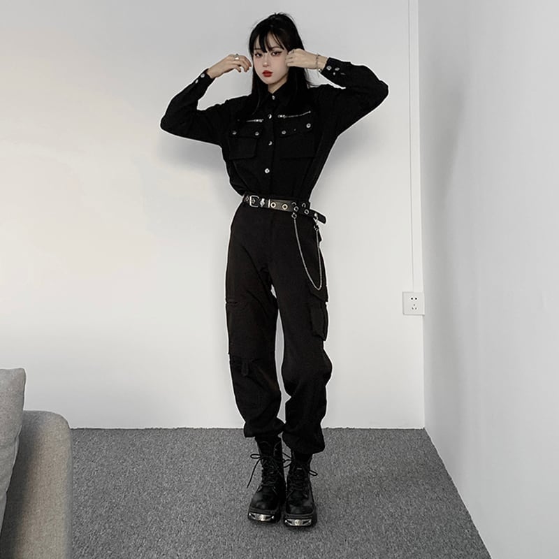 [DUOMIAOTU series]★Setup Single item order★ Shirt or pants Casual Cool Black Black