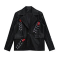 Load image into Gallery viewer, [chicsky---Kurono Series]★Blazer★ Outer PU Black Black Chain Rose SML Original
