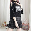 Load image into Gallery viewer, [Nekogan Series] ★T-shirt★ Cotton Tops Women's Fashion Cute 3/4 Sleeve Black Black
