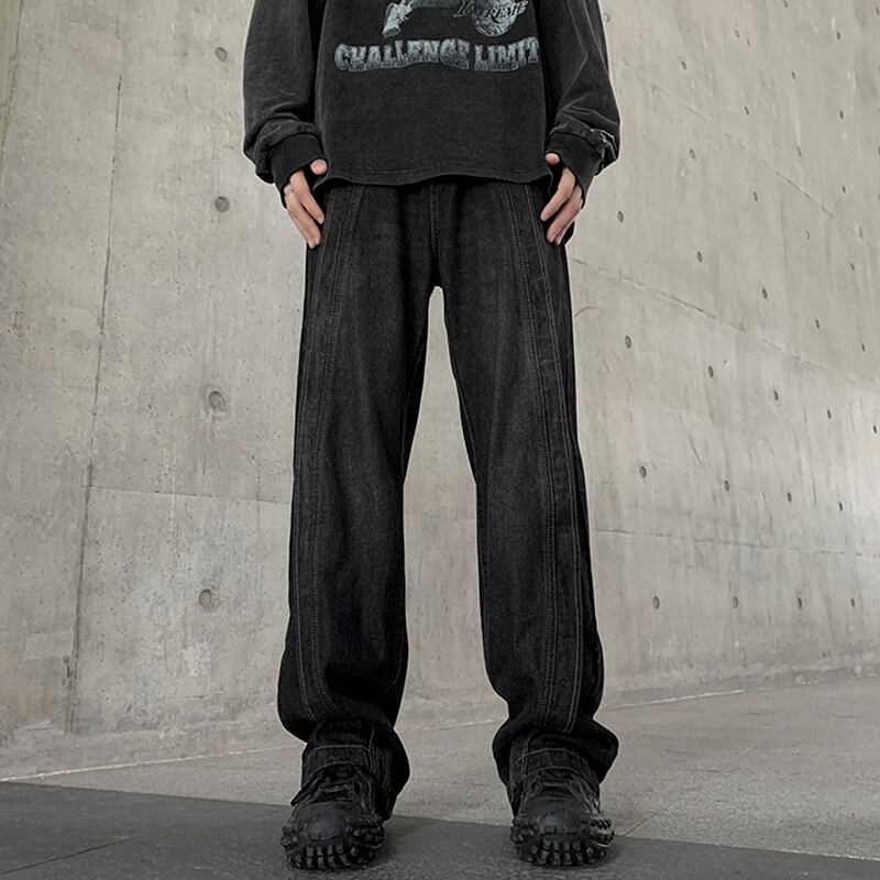 [NANSHI Series]★Denim pants★ 2color bottoms pants unisex men's simple easy to match black blue