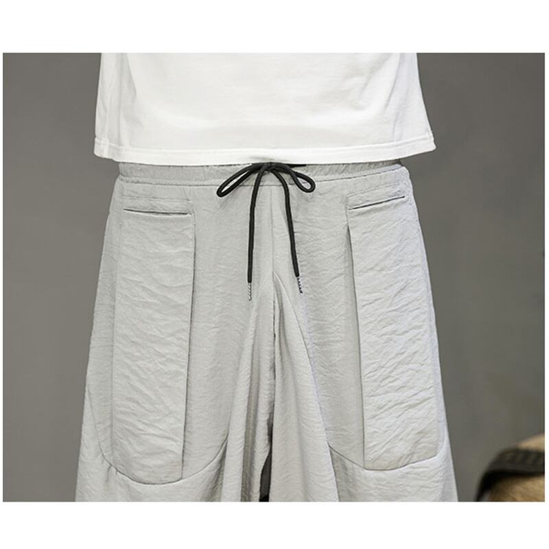 [Small Trouble Series]★China Style Pants★ 4color Unisex Men's Large Size Casual Pants Black Gray Beige Green