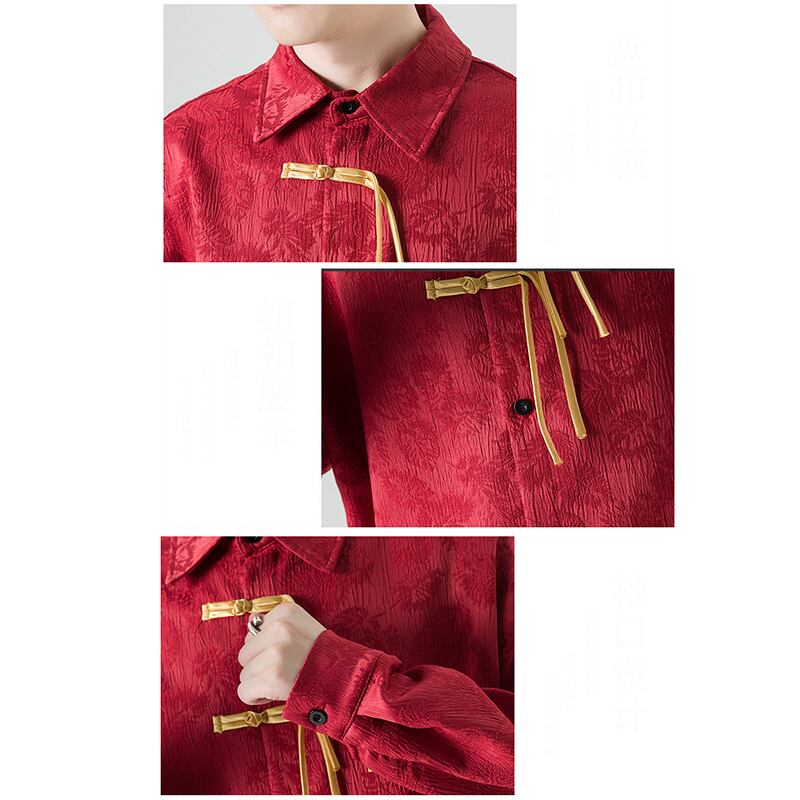 [JUNYI Series]★China style shirt★ Tops 3color Unisex Men's Large size Red Navy White