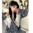 Load image into Gallery viewer, [LLJ Series]★One piece★ Floral pattern dress, long length, cute collar, switching blue, blue, stylish
