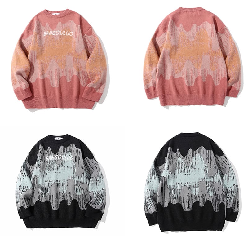 [SEVENSUP Series] ★Sweater★ 2color Tops Unisex Men's Graffiti Unique Black Pink