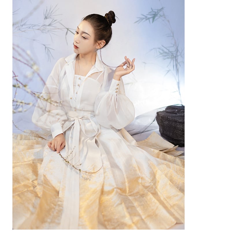 [Dream Series] ★Chinese style shirt★ 2color Black or white Thin Cool Transparency Chinese elements Chinese clothing Original