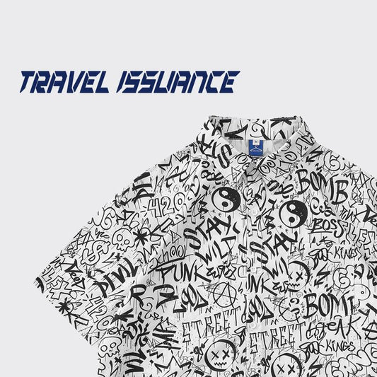 [TRAVEL ISSUANCE Series]★Shirt★ Hawaii Aloha Shirt Unisex Men's Short Sleeve Shirt Unique