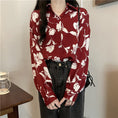 Load image into Gallery viewer, [BUXI Series]★Shirt★ Tops Floral Print Retro Red Red Women's Fashion Long Sleeve
