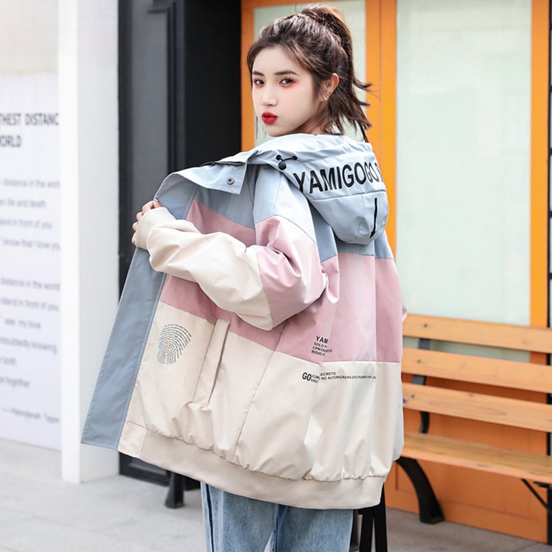 [JJRL Series] ★Jacket★ 2color outerwear Color scheme Stylish Casual Pink Gray Easy to match