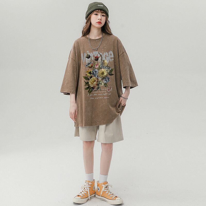 【SENSUシリーズ】★Tシャツ★ トップス 4color 男女兼用 メンズ レトロ ゆったり 夏服 半袖Tシャツ S M L XL 2XL