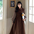 Load image into Gallery viewer, [Dong Xiaojie Series] ★Checked pattern dress★ Large size women's dress Coffee color Commuting Literary style
