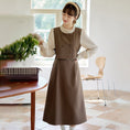 Load image into Gallery viewer, [Shokensho Series] ★One Piece★ Fake Layered Women's Cute Retro Autumn Clothes Coffee Color
